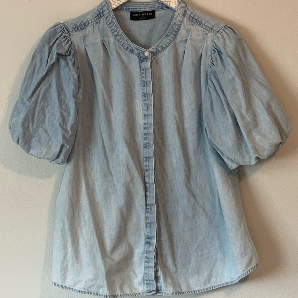 Lane Bryant Puff Sleeve Denim Top
